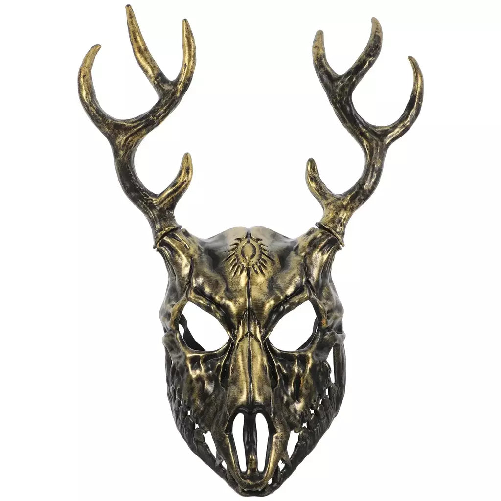 Máscara de antler halloween cosplay máscara animal máscara realista com chifres para festa de máscaras confortável veado traje máscara prop