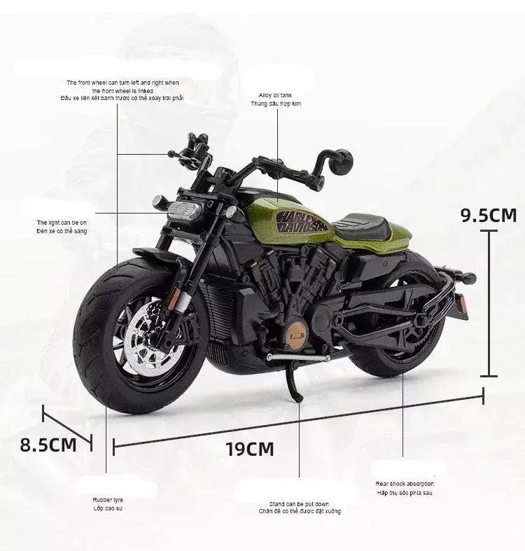 1:12 Harley Davidson Sportster S Modelo de motocicleta de corrida Diecast Alloy Street Sports Modelo de motocicleta Brinquedos para crianças Presentes