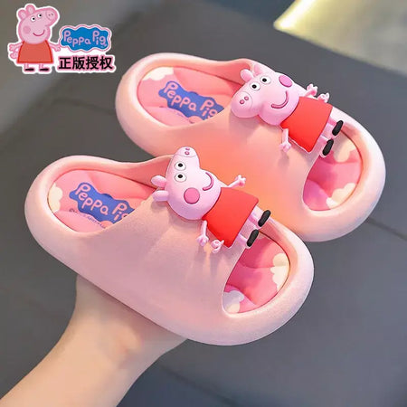 Peppa Pig Sandálias femininas de verão 2025 Novo estilo antiderrapante chinelos de banho internos para crianças em casa