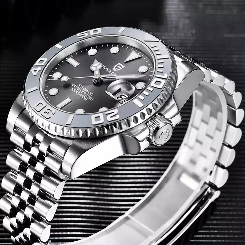 Pagani design esportes masculino relógio de pulso mecânico safira luxo relógio automático para homem aço inoxidável à prova dwaterproof água