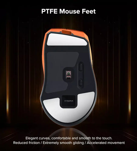 Kysona uranus pro mouse para jogos sem fio mouse ergonômico paw3395 54g 8khz taxa de pesquisa 26000dpi para mão direita grande pc gamer