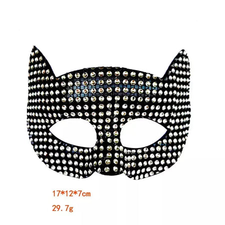 Máscaras de orelha de gato brilhantes cosplay festa de halloween acessórios de fantasia luvas longas sexy bling gatinho metade máscaras