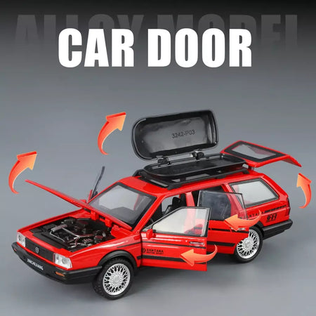 1:32 volkswagenwerk santana wagon liga de metal diecast modelo carro som & luz puxar para trás simulação clássica coleção hobby presente