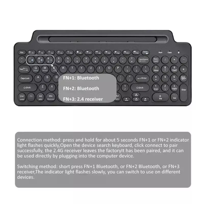 Teclado bluetooth duplo tri-modo bt5.0 3.0 2.4g teclado sem fio com touchpad teclado para jogos com slot para cartão para laptop tablet