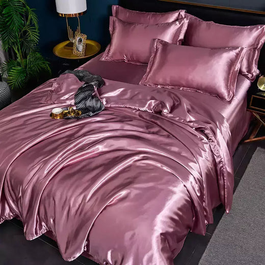 Conjunto de cama sedoso puro cetim, edredão de luxo, lençóis e fronha, cama queen e king size, cama de solteiro e casal