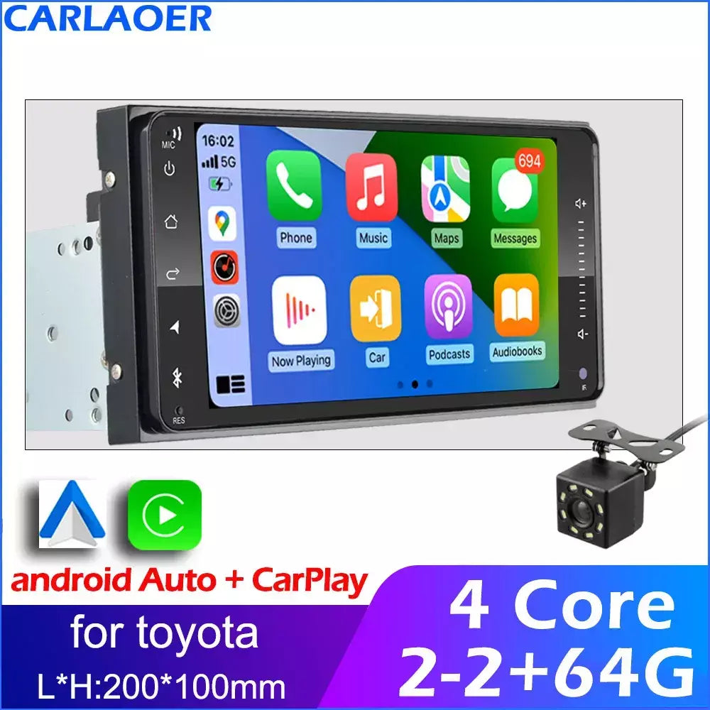 2 din android 10 universal carro multimídia player de rádio carplay 2din estéreo para toyota vios coroa camry hiace prvia corolla rav4