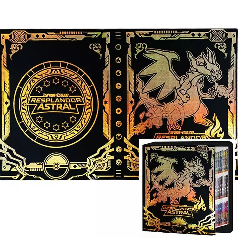Álbum de cartões 4/9 protetor 240/540 pçs cartão livro mapa carta titular pasta dos desenhos animados charizard mewtwo vmax gx cartões coleção pasta