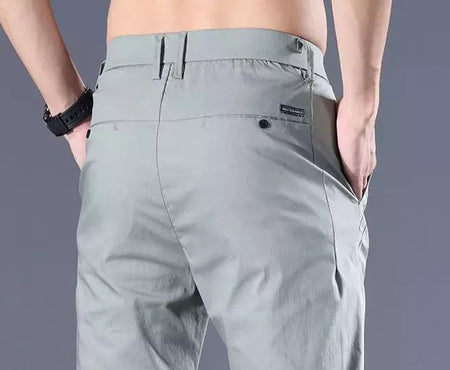 Calça reta masculina de alfaiataria social, calça masculina de algodão, para cima fina e casual, calça empresarial chinesa, clássica, para cima, verão