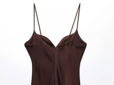 2025 verão novos produtos temperamento feminino sexy cetim texturizado vestido moda sexy suspender vestido