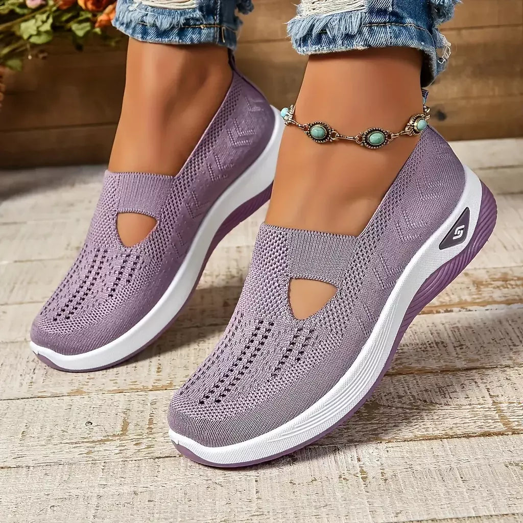 Tênis feminino respirável sapatos casuais verão sola macia sapatos ortopédicos leve deslizamento em sapato de caminhada antiderrapante sapatos planos