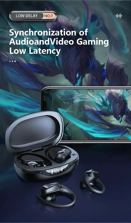 Lenovo lp75 ows sem fio bluetooth 5.3 fones de ouvido gaming redução ruído display digital led à prova dwaterproof água esportes