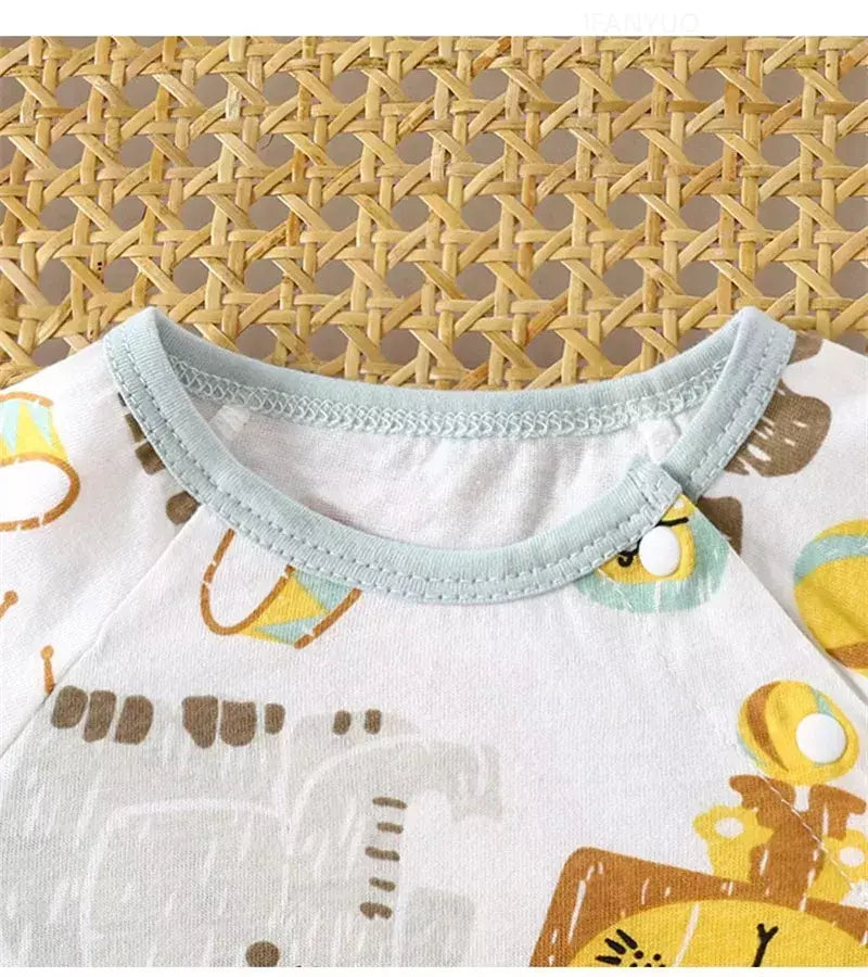 Bonito dos desenhos animados do bebê macacão verão de manga curta algodão fino recém-nascido roupas infantis bodysuit meninos meninas rastejando roupas macacão