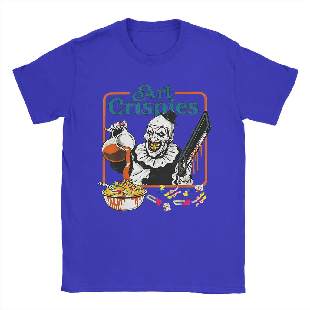 Arte Crispies Terrifier Horror Halloween Filme Homens Camiseta Incrível Camisetas Manga Curta O Pescoço Camisetas 100% Algodão 6XL Tops