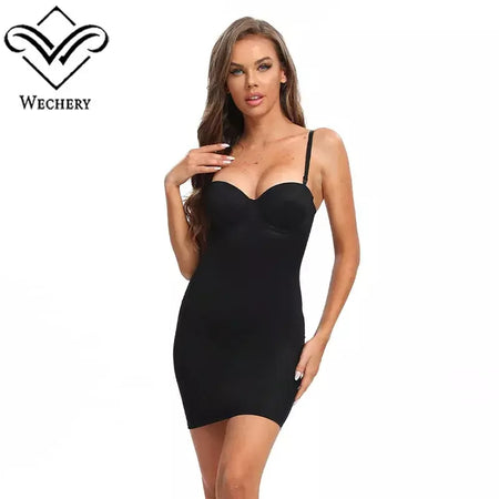 Wechery mulher roupas tubo de estiramento emagrecimento corpo shapewear controle deslizamento coxa comprimento roupa interior branco festa à noite vestidos midi