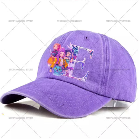 Kpop demônio caçador chapéu carta A-Z boné de beisebol para mulheres verão ajustável chapéu de sol anime bonito retro sunbonnet adulto chapelaria presente