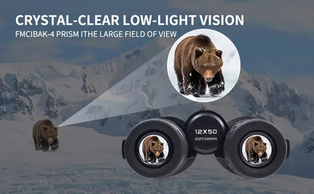 Binóculos HD 12x50 para adultos Binóculos de visão grande de alta potência com visão clara IPX7 Telescópio à prova d'água para viagens de caça