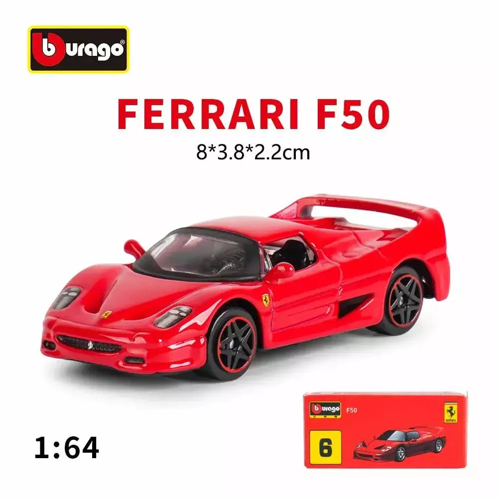 Coleção Ferrari Bburago 1:64 - modelos fundidos em liga LaFerrari 458 Enzo SF90, mini carros de simulação, conjunto de presente para adultos e crianças