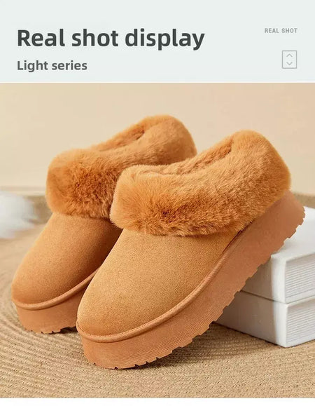 Botas de neve de fundo grosso feminino outono inverno novo estilo casual quente velo forrado pão sapato de algodão transfronteiriço