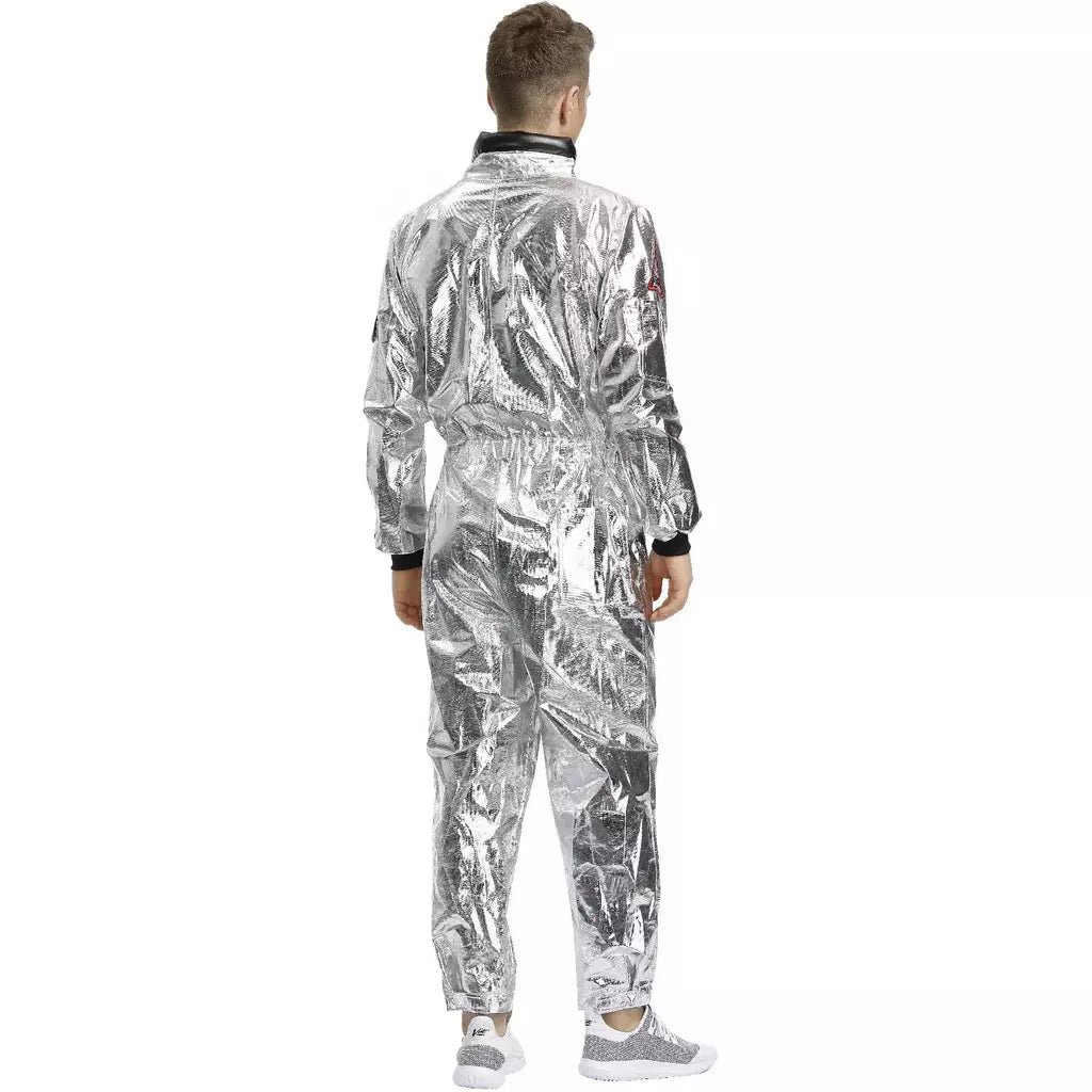 Halloween natal prata spaceman masculino feminino espaço terno adulto crianças astronauta traje festa de família vestir-se presente aniversário