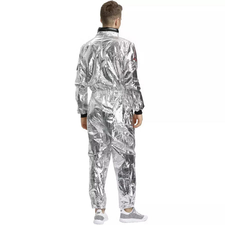 Halloween natal prata spaceman masculino feminino espaço terno adulto crianças astronauta traje festa de família vestir-se presente aniversário