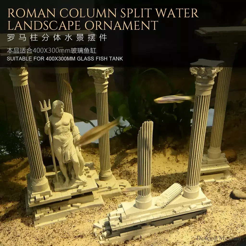 Paisagem de água para tanque de peixes, coluna romana, ornamento, aquário, paisagem (185mm de altura) LTCP-407