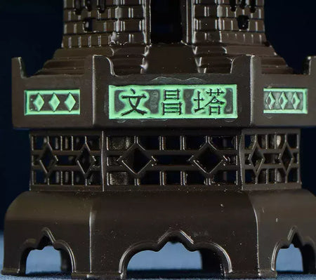 Queimador de incenso de liga chinesa, decoração tradicional cultural para casa, arquitetura, nove histórias, torre wenchang, sala de estar, escritório, ornamentos