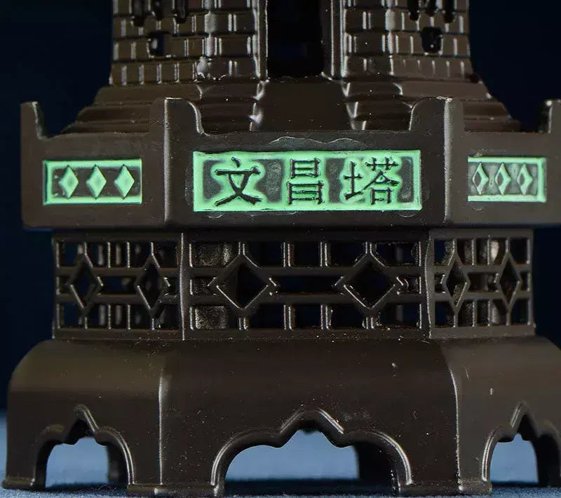Queimador de incenso de liga chinesa, decoração tradicional cultural para casa, arquitetura, nove histórias, torre wenchang, sala de estar, escritório, ornamentos