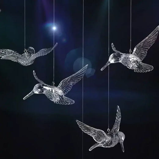 10 pçs teto acrílico cristal beija-flor enforcamentos transparente cristal voando pássaro ornamentos porta cortina hotel decoração de casamento
