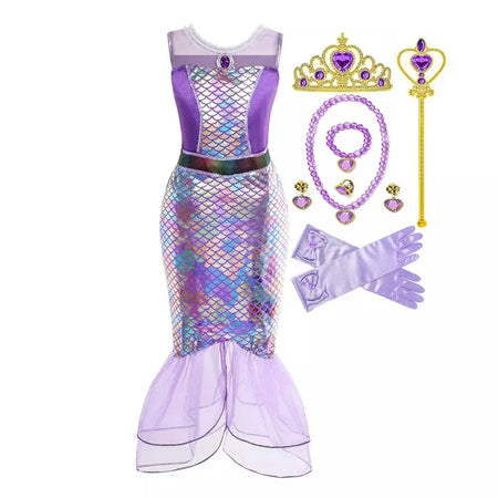 Sereia vestido de festa de aniversário verão menina sereia traje carnaval anime cosplay outfits 2-10 anos crianças fantasia disfarce vestido de baile