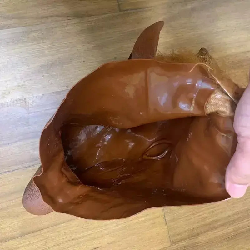 Homens máscaras de cavalo marrom menina engraçado cabeça de cavalo máscara de látex máscara animal novidade halloween cosplay trajes chapelaria rímel de látex