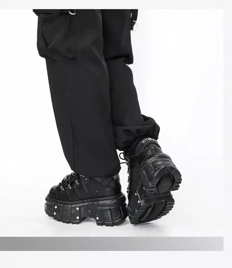 2025 mulher tênis novo estilo punk sapatos femininos gótico tornozelo rock botas rendas salto altura sapatos plataforma mulher decoração de metal