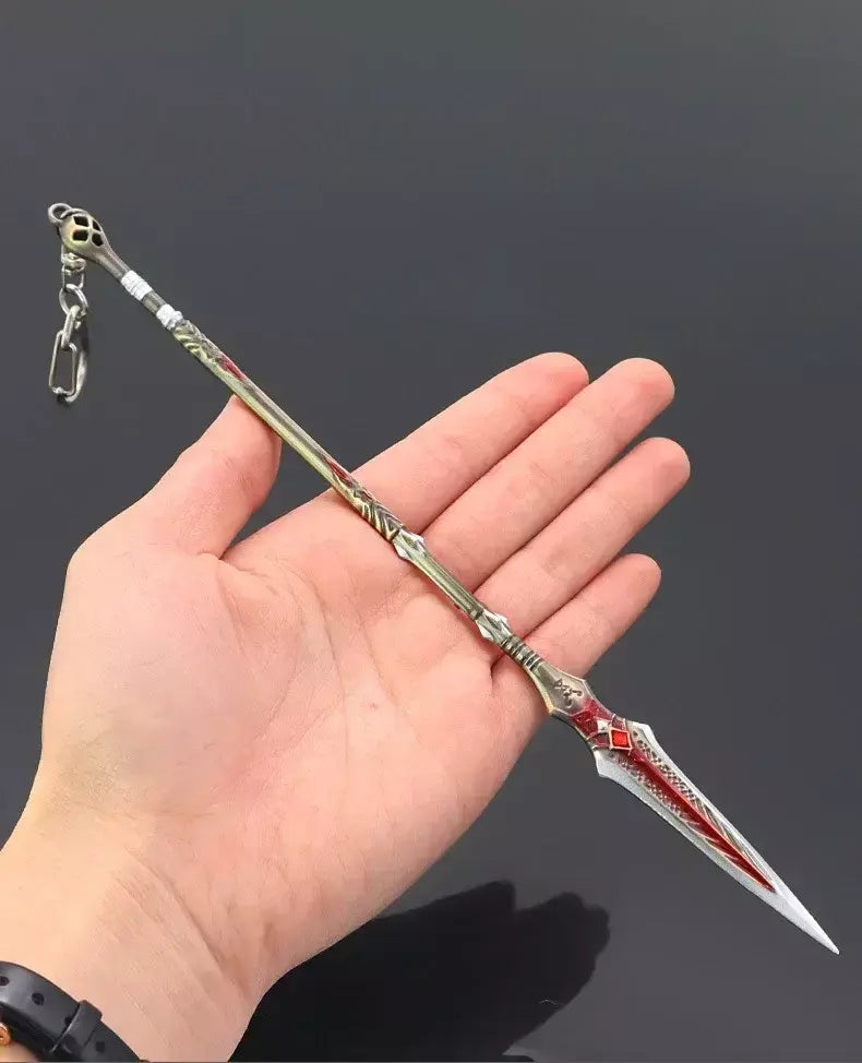 Novo 22cm deus da guerra lança arma ragnarok draupnir arma de metal samurai espada mochila chaveiro coleção festival presente brinquedo criança