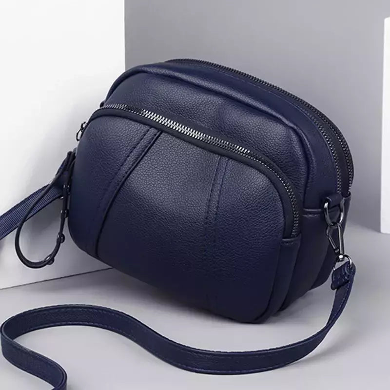 Cor sólida elegante rebite zíper bolsa de telefone móvel feminino simples cou