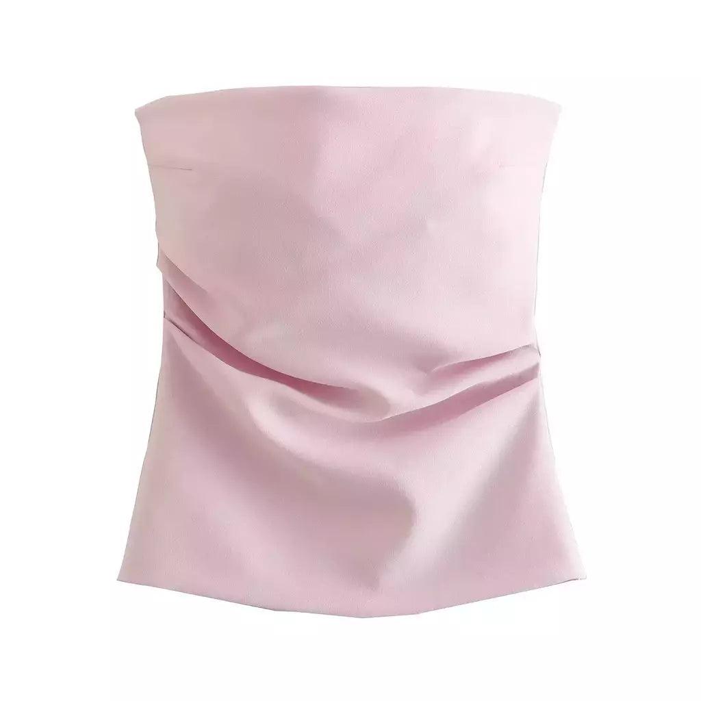 TRAF-Blusa sem mangas sem alças para mulheres, tops femininos, zíper traseiro, roupas de rua, tanque chique, moda verão, nova