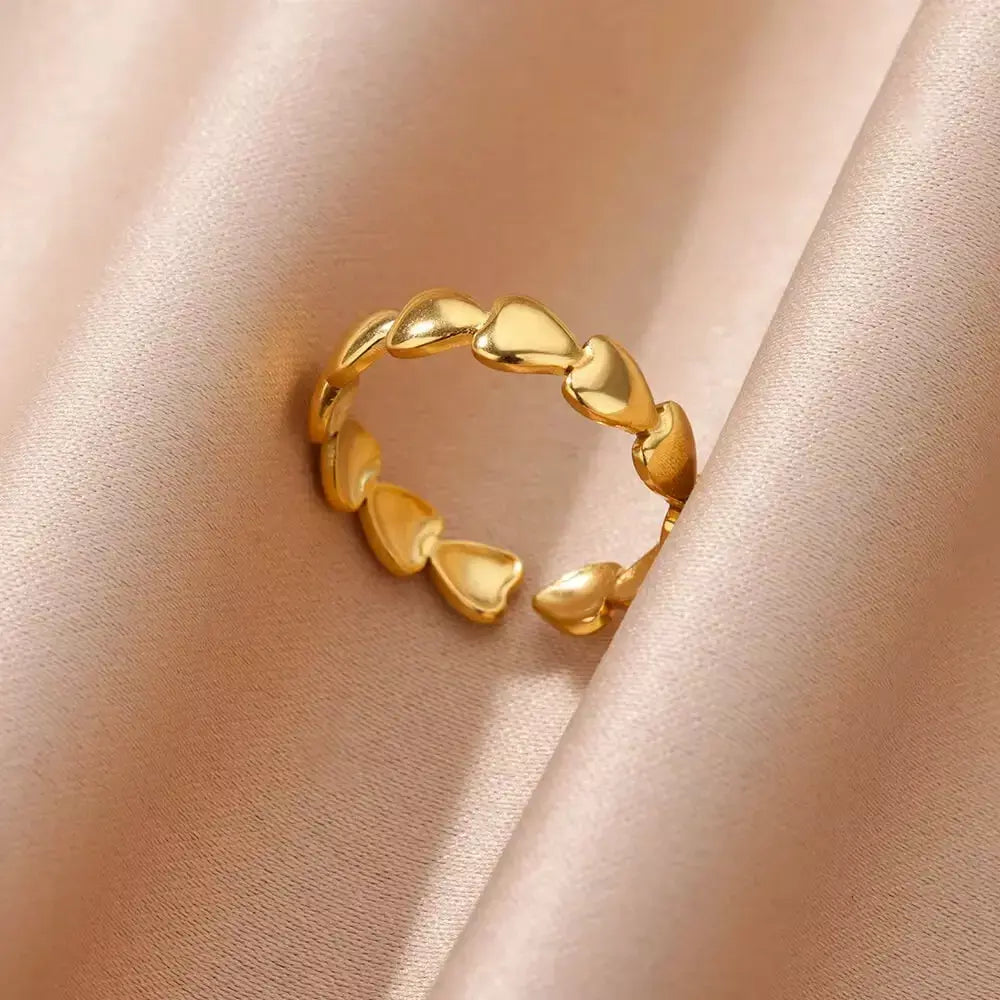 Anéis geométricos de zircônia de aço inoxidável para mulheres luxo mau olhado cor dourada ajustável na moda casamento estética jewerly presente