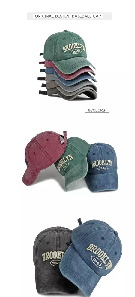 Boné de beisebol para quatro temporadas masculino e feminino, casual retrô lavado de algodão, bordado snapback, proteção solar unissex, verão, 4 estações
