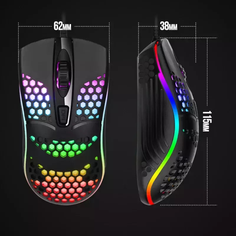Cabo com fio jogos 7 respiração led luz traseira do mouse óptico usb computador escavado para fora ratos computador portátil desktop 4d pc uso doméstico escritório