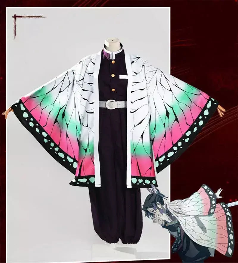 Anime demon slayer kimetsu geen yaiba kochou shinobu cosplay kostuum pruik conjunto quimono uniforme halloween anime kostuums para criança