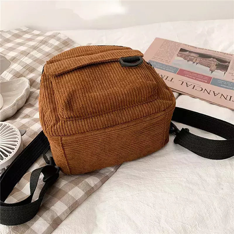 Mini mochila feminina, mochila escolar de veludo simples pequena, grande capacidade, mochila feminina durável, monocromática, casual, viajando, moda
