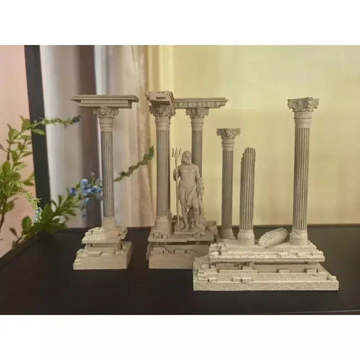 (185mm de altura) Estatueta de resina de arquitetura romana retrô, decoração de paisagem de água de tanque de peixes LTCP-407