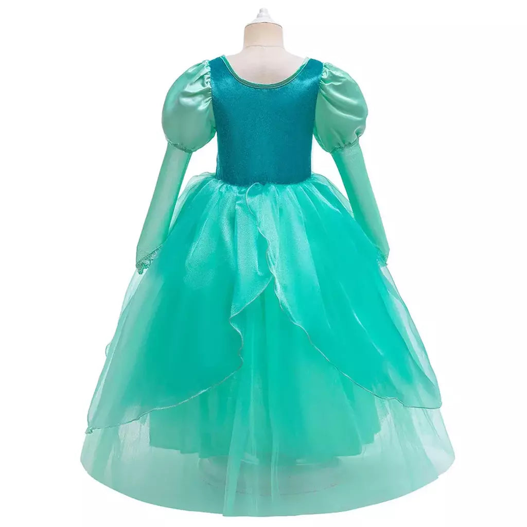 Meninas roxo-azul sereia ariel cosplay vestido de halloween vestido de festa de aniversário meninas praia vestido de férias