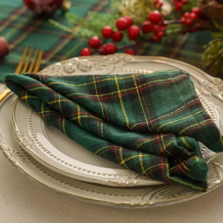 Classic Scottish Tartan Plaid Cloth Guardanapos, casa, hotel, decoração de mesa de jantar, Natal, 40x40cm, 4pcs por conjunto, 2023