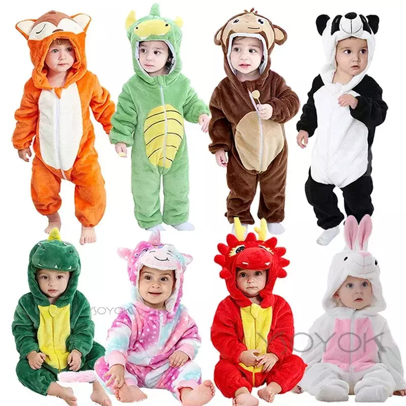 Macacão de flanela para bebés, Macacão Kigurumi, Macaco, Unicórnio, Vaca, Leão, Animal Cosplay, Pijama para 1 a 4 anos Crianças, Meninos, Inverno