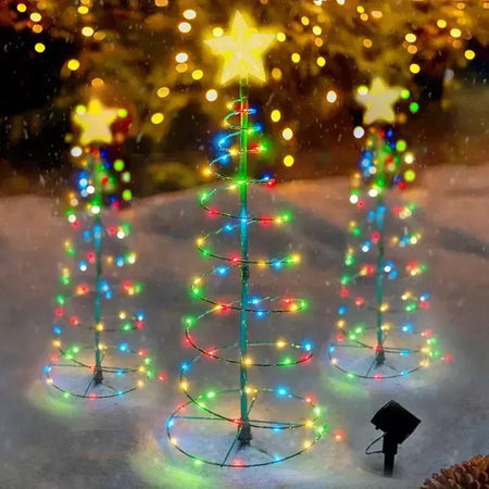 Natal luz solar led luminosa árvore de natal ornamento ao ar livre à prova dwaterproof água lâmpada decorativa corda festival decorações do jardim