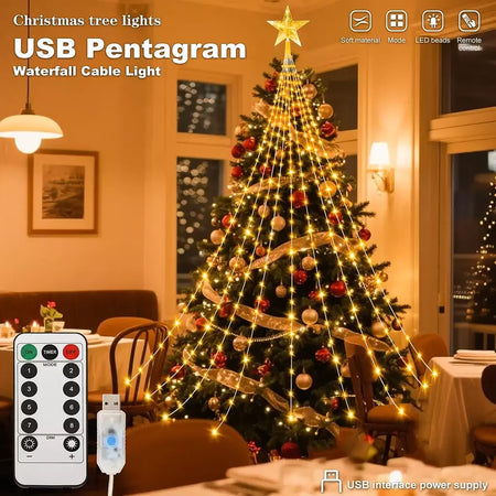 Led ao ar livre decorações da árvore de natal luzes usb 2/3m à prova dwaterproof água luzes da corda de fadas 8 modos quintal interior iluminação festa casamento