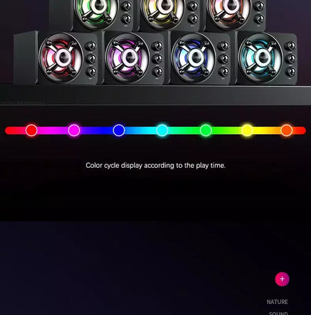 Alta-falantes estéreo 3d de alta fidelidade colorido led luz pesada aux usb com fio sem fio bluetooth áudio home theater barra de som surround tv
