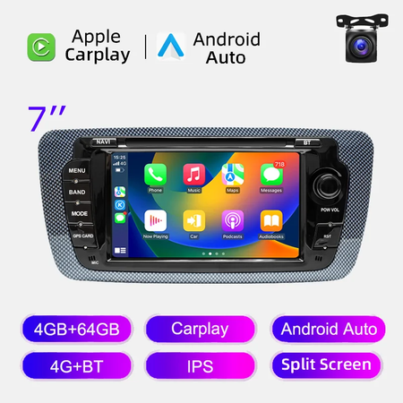Rádio automotivo sem fio carplay android auto para seat ibiza 6j 2009 - 2013 4g wifi multimídia navegação gps 2din 7 "unidade principal estéreo