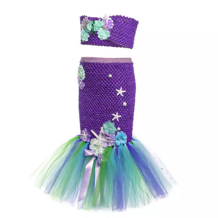 Meninas escala roxa princesa sereia ariel cosplay vestido de halloween vestido de festa de aniversário meninas verão praia vestido de férias