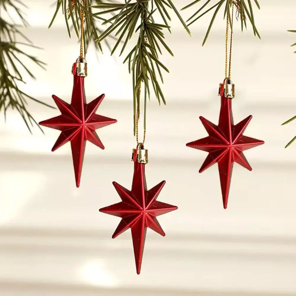 12pçs enfeites de suspensão de natal de plástico, pingente de árvore de natal em forma de estrela brilhante, suprimentos para festa diy, decorações de festival