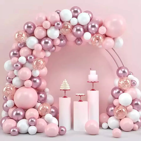 Conjunto de arco de guirlanda de balão multicolorido rosa e azul, decoração de festa de aniversário, suprimentos para festa de casamento